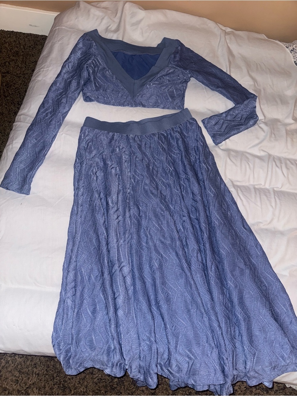 Free People Periwinkle Knit Two-Piece Long Sleeve Dress Set